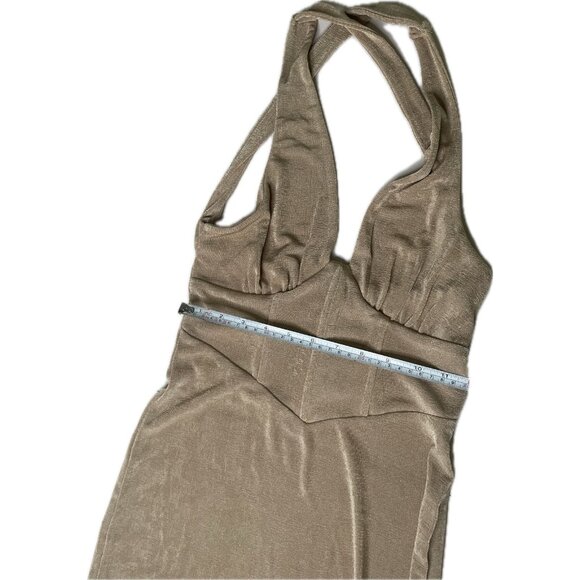 Princess Polly STEPH MINI DRESS BEIGE S 6 NWT - Picture 3 of 8